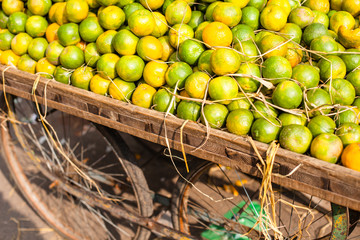 Asian farmer's market selling fresh fruits