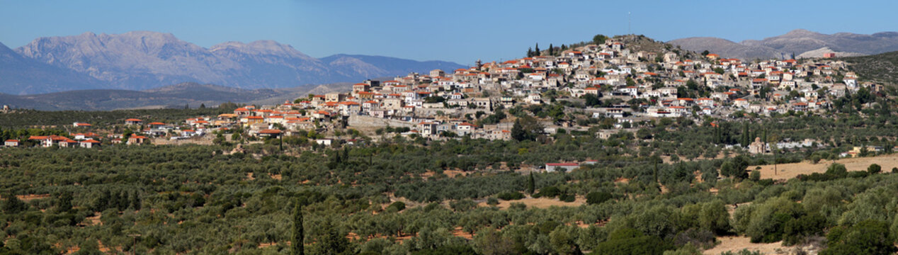 Panoramic of Village In Lakonia, Greece