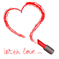 Lipstick and a trace in the form of heart