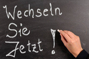 Writing on a blackboard