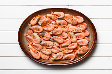 shrimps on white wooden table