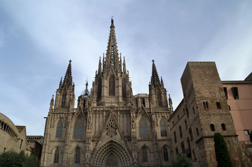 Fototapeta na wymiar Vista de la Catedral de Barcelona, ​​España