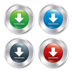 Metallic download buttons template set.