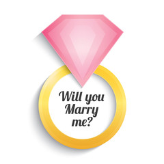 Wedding gold ring with diamond. Engagement.