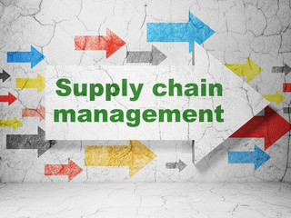 Advertising concept: arrow Supply Chain Management on wall