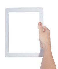 mobile tablet in hand isolated