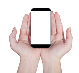 mobile phone in hands isolated