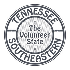 Grunge rubber stamp with name of Tennessee, Southeastern