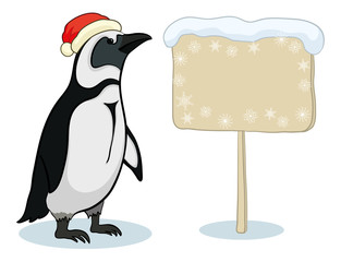 Penguin with Christmas poster