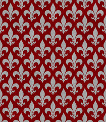 Red and Gray Fleur De Lis Textured Fabric Background © Karen Roach