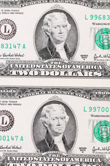 Background of two-dollar bills.