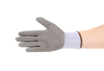 Rubber protective gray glove.