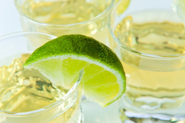 gold tequila with lime