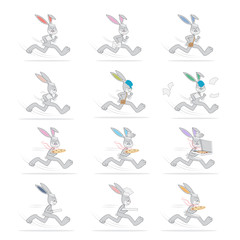 Rabbit Courier / Pizza And Letter Delivery - Isolated On White