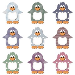 scrapbook penguins on white background