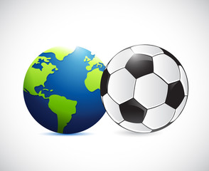 soccer or football around the globe concept
