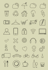 Set of thin icons
