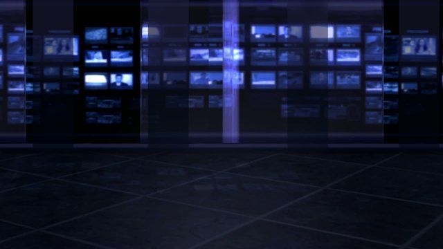 Virtual studio tv loop window alpha room green screen monitors