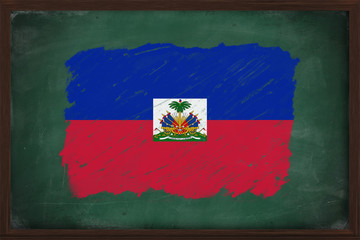 Haiti flag painted with chalk on blackboard