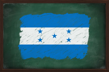 Honduras flag painted with chalk on blackboard
