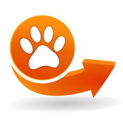 patte de chien sur bouton web orange