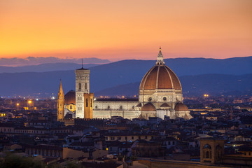 Fototapeta na wymiar Sunst view of Cathedral Santa Maria del Fiore, Florence