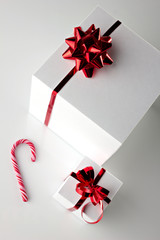 gift boxes and stick of candycane
