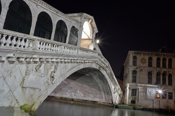 Fototapeta na wymiar Rialto Bridge Venice Long exposure By Night.