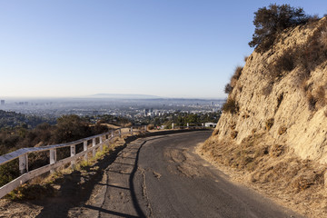 Fototapeta premium Old Mulholland Highway overlooking Hollywood, California.