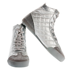 Silver sports footwear