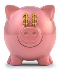 Piggy bank. Clipping path included.