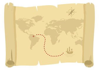 ancient pirate map for golden treasure