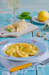 Homemade ravioli with ricotta and parmesan