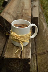 Hot coffee in the garden