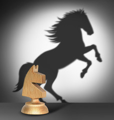 Chess horse with  shadow as a wild horse - 57862123