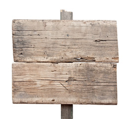 Wooden sign isolated on white. Wood old planks sign.