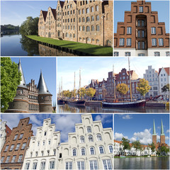 Collage Sehenswürdigkeiten in Lübeck, Deutschland