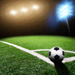 Obraz premium stadion piłkarski z jasnymi światłami