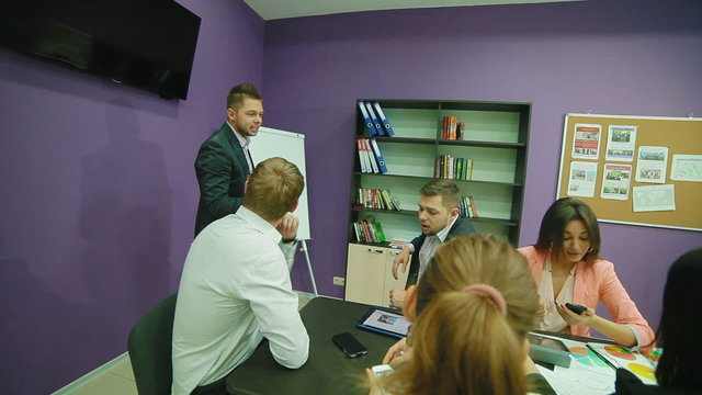 professional of multilevel business educates young team