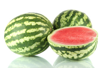 Ripe watermelons isolated on white