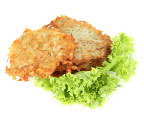 Potato pancakes, isolated on white