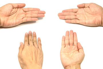 Empty man's hand isolated on white background