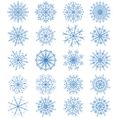 Set of different shape snowflakes