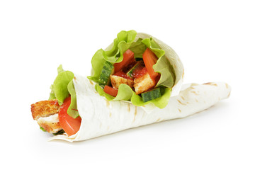 wheat tortilla with chicken and vegetables