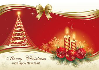 Greeting card with Christmas tree