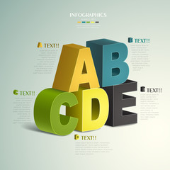 vector abstract 3d alphabet  infographics
