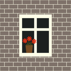 Window on seamless brick