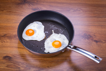 Fried eggs on the pan