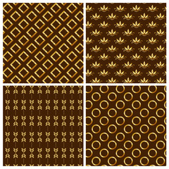Seamless patterns with gold ornaments. Vector illustration.