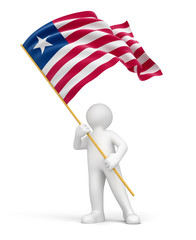 Man and Liberia flag (clipping path included)